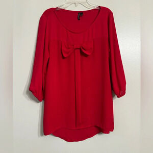 Heart Soul Bow Red Blouse Size M